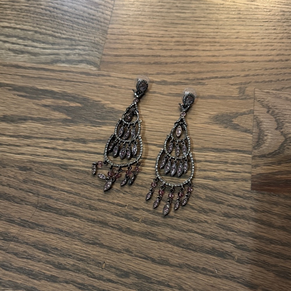 Elegant Silver and Black Dangle Earrings